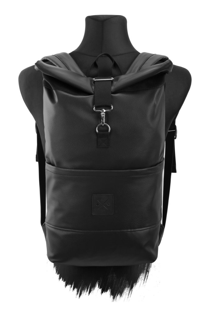 RollTop Rucksack / Kurierrucksack (Black Out) Schwarz, Kunstleder