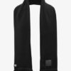 Knitted Long Scarf, Schwarz Lang Schal mit Fransen und 100% Echt-Lederveredelung