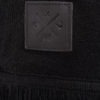 Knitted Long Scarf, Schwarz Lang Schal mit Fransen und 100% Echt-Lederveredelung