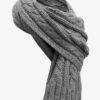 Rough Knit Scarf - Strickschal, Langschal, gestrickt mit Echt-Leder Veredelung, Schal mit Cableknit Muster (Manufaktur13/M13)