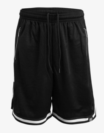 M13 Taped Mesh Shorts - Kurze Hose, 130er Mesh, Basketball Shorts, Sporthose, Trainingshose kurz, Schwarz mit weißen Streifen