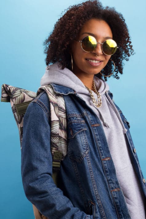 Roll Top Rucksack / Backpack / Kurierrucksack Leaf Wood