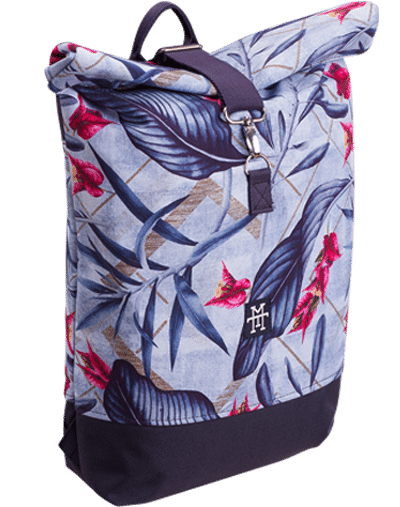 Roll Top Rucksack / Backpack / Kurierrucksack Blue Palm 2 blau blumenmuster palmen floral flower