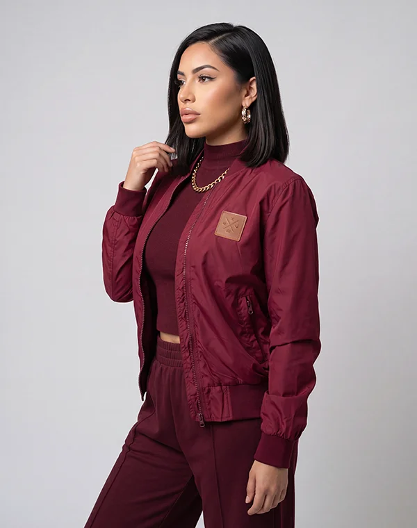 Woman Bomber Jacke Übergangsjacke Vino Dunkelrot Dark Red Bomberjacke Fliegerjacke leichte Jacke Sommerjacke