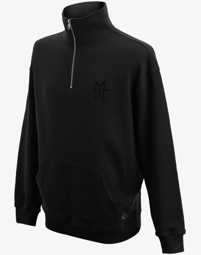 Halfzip 1/4 Zip Half Zip Troyer Pullover Sweatshirt schwarz black out Reißverschluss