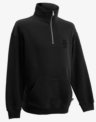 Halfzip 1/4 Zip Half Zip Troyer Pullover Sweatshirt schwarz black out Reißverschluss