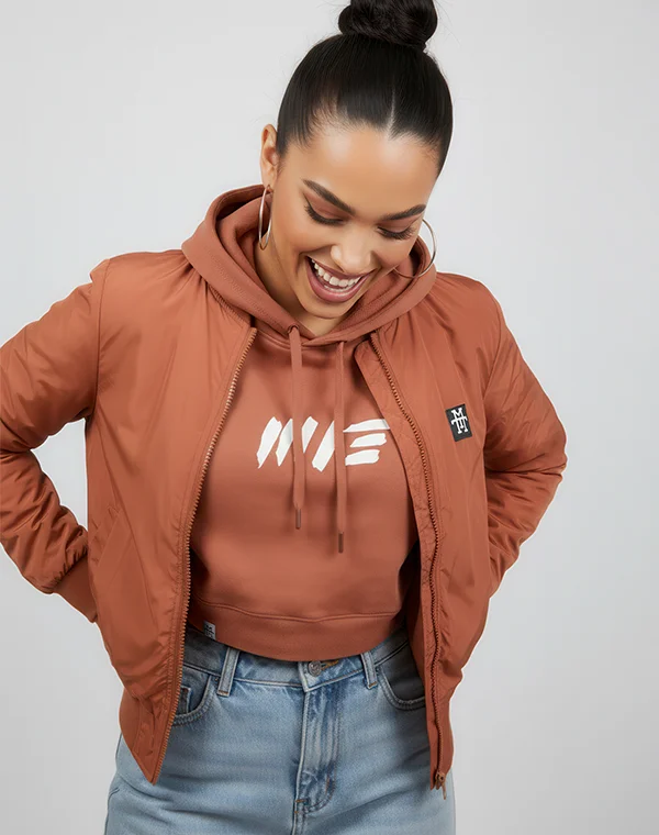Woman Bomber Jacke Übergangsjacke Cognac Bomberjacke Fliegerjacke leichte Jacke Sommerjacke