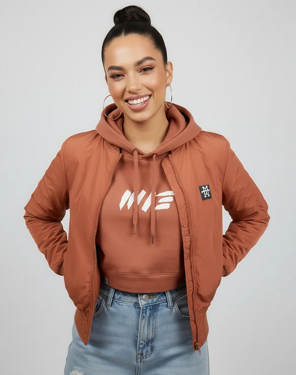 Woman Bomber Jacke Übergangsjacke Cognac Bomberjacke Fliegerjacke leichte Jacke Sommerjacke