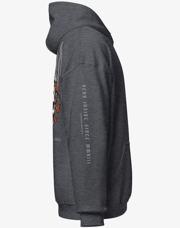 Dead Inside, Hoodie, Kapuzenpullover, Pullover, Sweater, Hooded, Baumwolle, Print, grau, Ashgray, Asphalt, meliert, melange