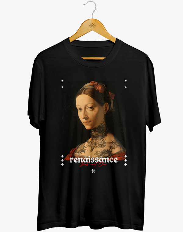 T-Shirt, Shirt, Black, Schwarz, Renaissance, Girls, Frauenpower, Girlpower Renaissance
