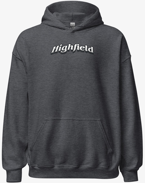 Highfield, The Cat, Comic, Hoodie, Kapuzenpullover, Pullover, Sweater, Hooded, Baumwolle, Print, grau, Ashgray, Asphalt, meliert, melange