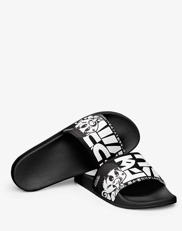 Schlappen, Badelatschen, Latschen, Badeschuhe, Flip Flops, Adiletten, Römerlatschen, Sandalen, Sandaletten, Schwarz, Dunkel, Badeschlapfen