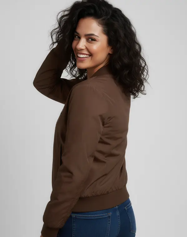 Woman Bomber Jacke Übergangsjacke Brown Braun Bomberjacke Fliegerjacke leichte Jacke Sommerjacke