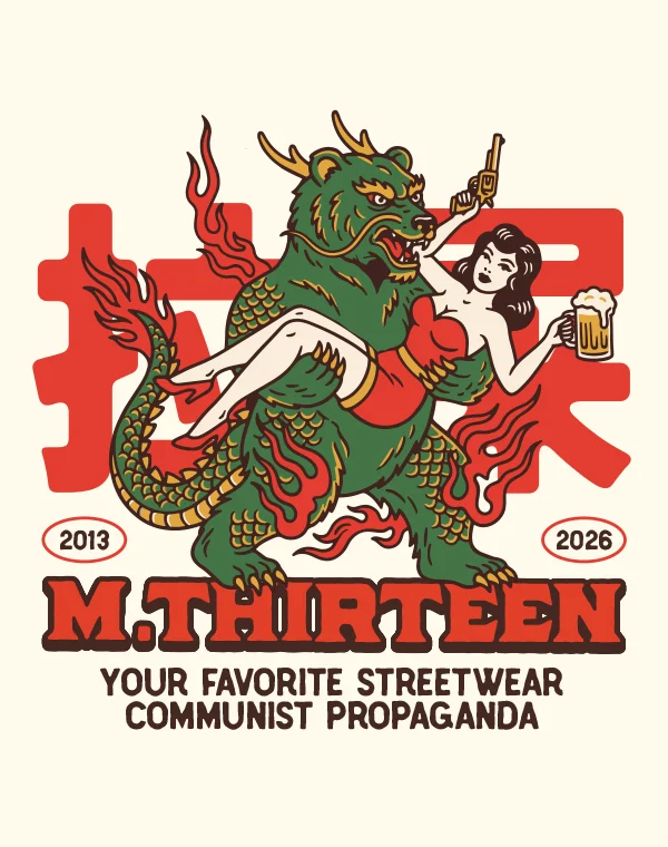 T-Shirt, Shirt, Sweatshirt, Baumwolle, Chinese, Propaganda, China, Drache, Bär, Kommunist, Streetwear, Motiv, Grafik