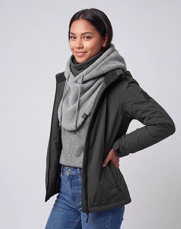 Hooded Loop Teddy Strickschal Kapuzenschal Kapuze Kapuzenloop Loop mit Kapuze Teddystoff flauschig warm weich Mantelteddy Sherpafleece Alpenfleece Sherpa Teddy-Fell Plüsch Plüschstoff