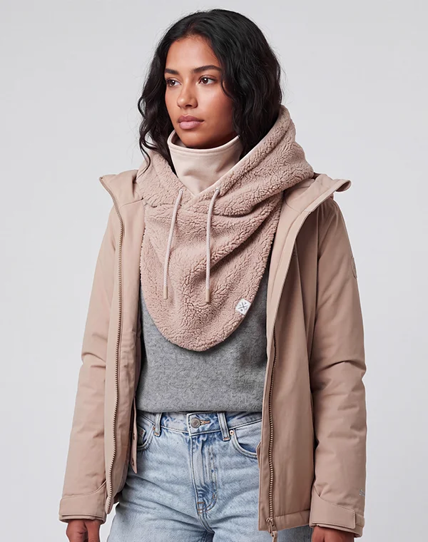 Hooded Loop Teddy Strickschal Kapuzenschal Kapuze Kapuzenloop Loop mit Kapuze Teddystoff flauschig warm weich Mantelteddy Sherpafleece Alpenfleece Sherpa Teddy-Fell Plüsch Plüschstoff