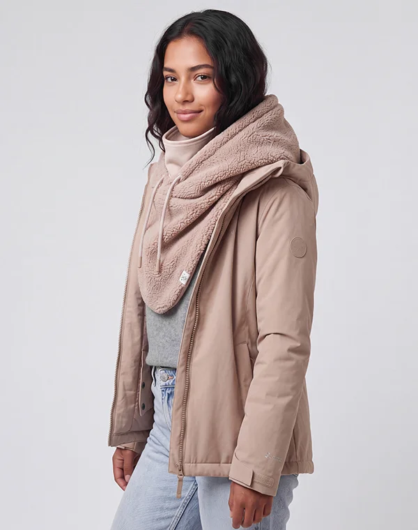 Hooded Loop Teddy Strickschal Kapuzenschal Kapuze Kapuzenloop Loop mit Kapuze Teddystoff flauschig warm weich Mantelteddy Sherpafleece Alpenfleece Sherpa Teddy-Fell Plüsch Plüschstoff