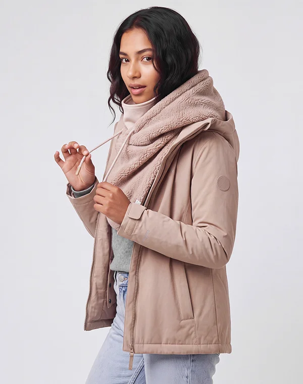 Hooded Loop Teddy Strickschal Kapuzenschal Kapuze Kapuzenloop Loop mit Kapuze Teddystoff flauschig warm weich Mantelteddy Sherpafleece Alpenfleece Sherpa Teddy-Fell Plüsch Plüschstoff