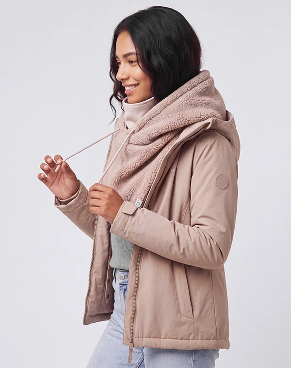 Hooded Loop Teddy Strickschal Kapuzenschal Kapuze Kapuzenloop Loop mit Kapuze Teddystoff flauschig warm weich Mantelteddy Sherpafleece Alpenfleece Sherpa Teddy-Fell Plüsch Plüschstoff