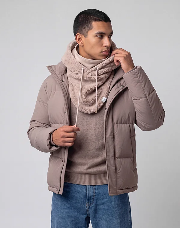 Hooded Loop Teddy Strickschal Kapuzenschal Kapuze Kapuzenloop Loop mit Kapuze Teddystoff flauschig warm weich Mantelteddy Sherpafleece Alpenfleece Sherpa Teddy-Fell Plüsch Plüschstoff