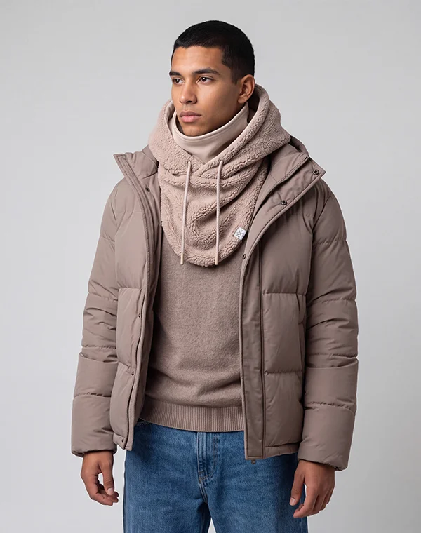 Hooded Loop Teddy Strickschal Kapuzenschal Kapuze Kapuzenloop Loop mit Kapuze Teddystoff flauschig warm weich Mantelteddy Sherpafleece Alpenfleece Sherpa Teddy-Fell Plüsch Plüschstoff