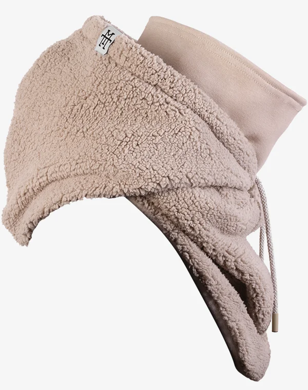 Hooded Loop Teddy Strickschal Kapuzenschal Kapuze Kapuzenloop Loop mit Kapuze Teddystoff flauschig warm weich Mantelteddy Sherpafleece Alpenfleece Sherpa Teddy-Fell Plüsch Plüschstoff